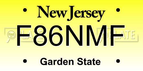 F86NMF New Jersey License Plate