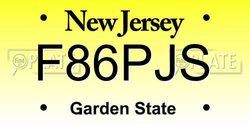 F86PJS New Jersey License Plate