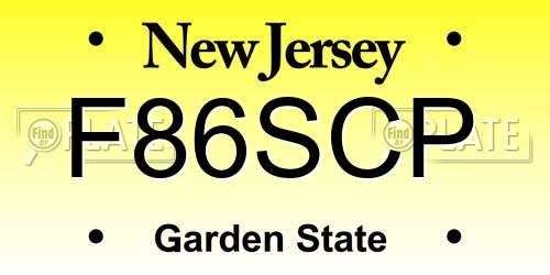 F86SCP New Jersey License Plate