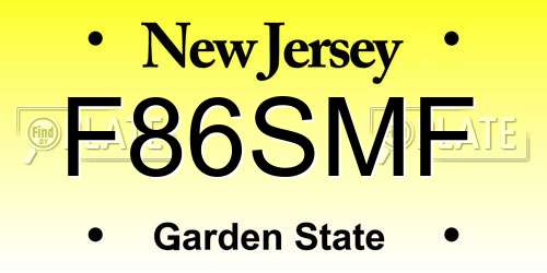 F86SMF New Jersey License Plate
