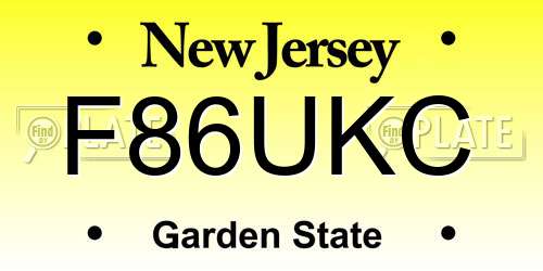 F86UKC New Jersey License Plate