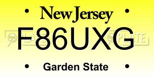 F86UXG New Jersey License Plate