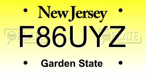 F86UYZ New Jersey License Plate