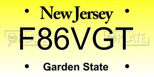 F86VGT New Jersey License Plate
