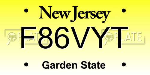 F86VYT New Jersey License Plate