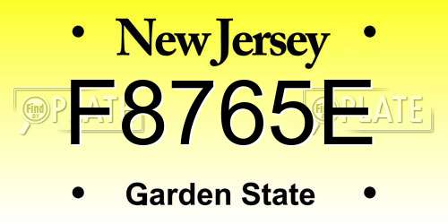 F8765E New Jersey License Plate