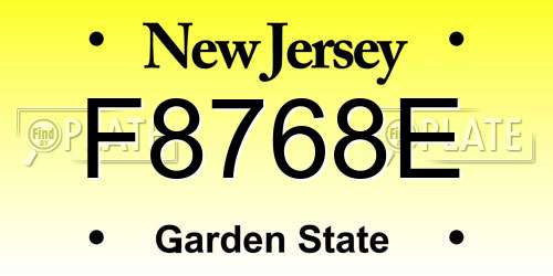 F8768E New Jersey License Plate