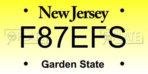 F87EFS New Jersey License Plate