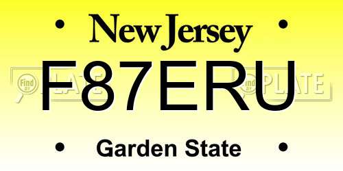 F87ERU New Jersey License Plate
