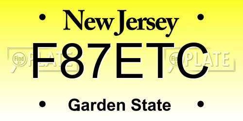 F87ETC New Jersey License Plate