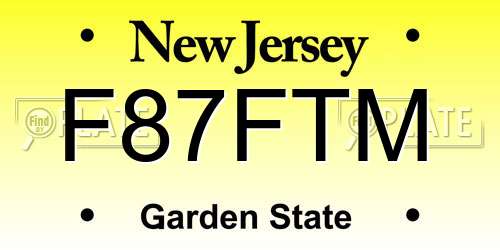 F87FTM New Jersey License Plate