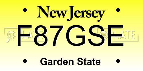 F87GSE New Jersey License Plate