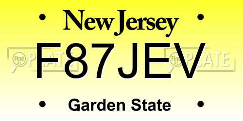 F87JEV New Jersey License Plate