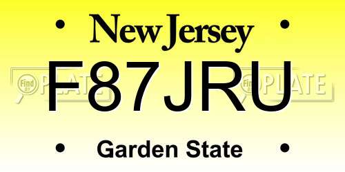 F87JRU New Jersey License Plate
