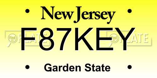F87KEY New Jersey License Plate