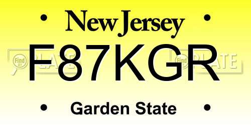 F87KGR New Jersey License Plate