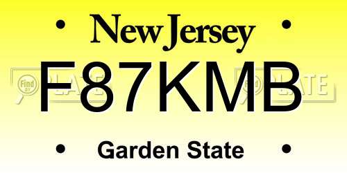 F87KMB New Jersey License Plate