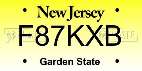 F87KXB New Jersey License Plate