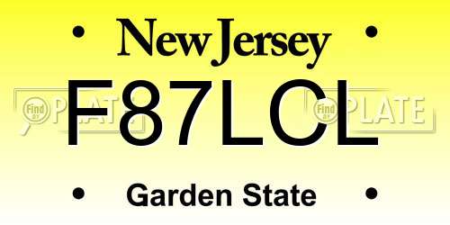 F87LCL New Jersey License Plate