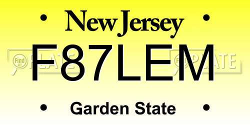 F87LEM New Jersey License Plate
