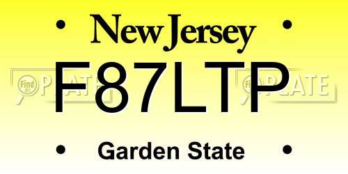F87LTP New Jersey License Plate