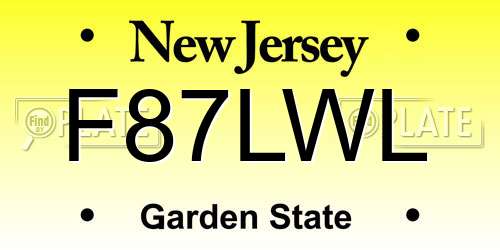 F87LWL New Jersey License Plate
