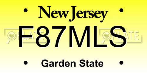 F87MLS New Jersey License Plate