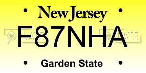 F87NHA New Jersey License Plate