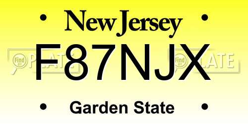 F87NJX New Jersey License Plate