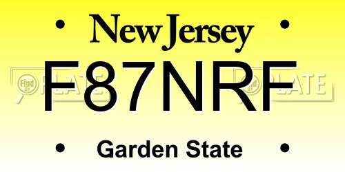F87NRF New Jersey License Plate