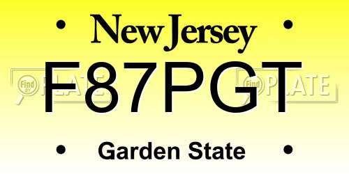 F87PGT New Jersey License Plate