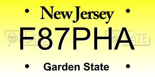 F87PHA New Jersey License Plate