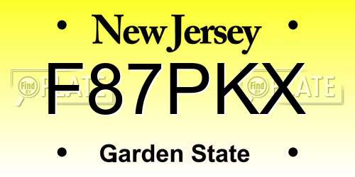 F87PKX New Jersey License Plate