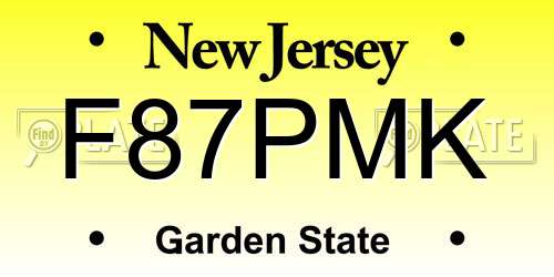F87PMK New Jersey License Plate