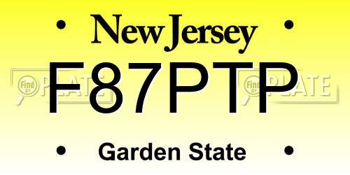 F87PTP New Jersey License Plate