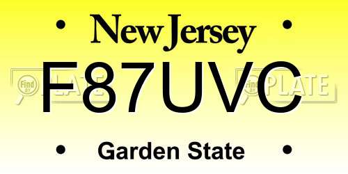 F87UVC New Jersey License Plate