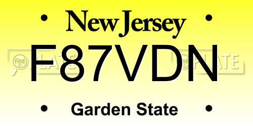 F87VDN New Jersey License Plate