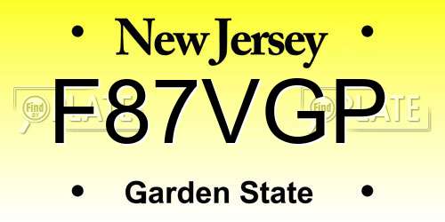 F87VGP New Jersey License Plate
