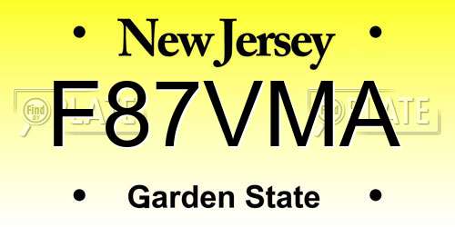 F87VMA New Jersey License Plate