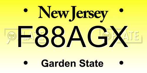F88AGX New Jersey License Plate