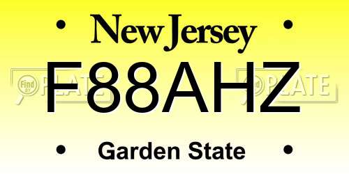 F88AHZ New Jersey License Plate