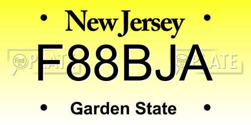 F88BJA New Jersey License Plate