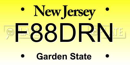 F88DRN New Jersey License Plate