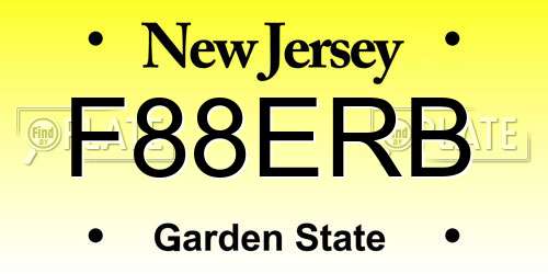 F88ERB New Jersey License Plate