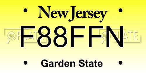 F88FFN New Jersey License Plate