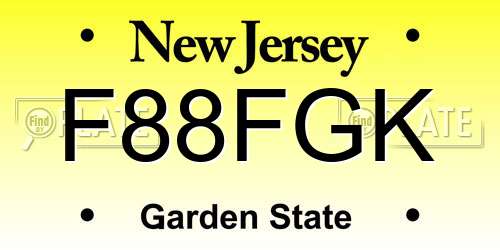 F88FGK New Jersey License Plate