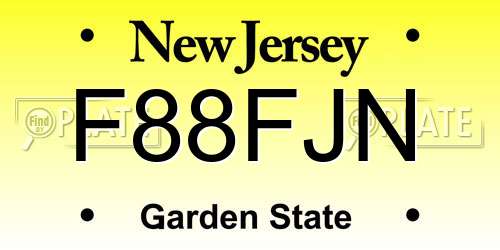 F88FJN New Jersey License Plate
