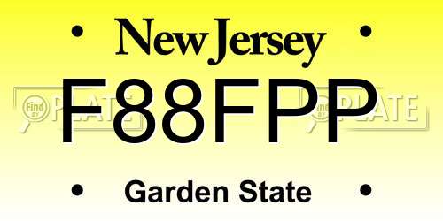 F88FPP New Jersey License Plate