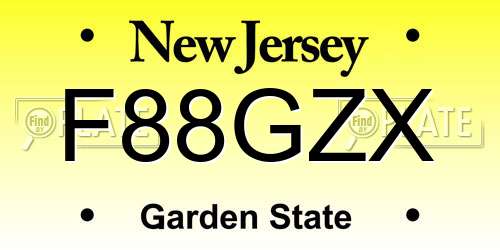 F88GZX New Jersey License Plate