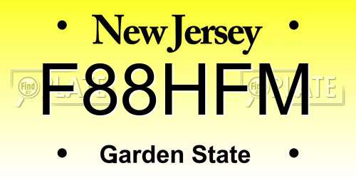 F88HFM New Jersey License Plate